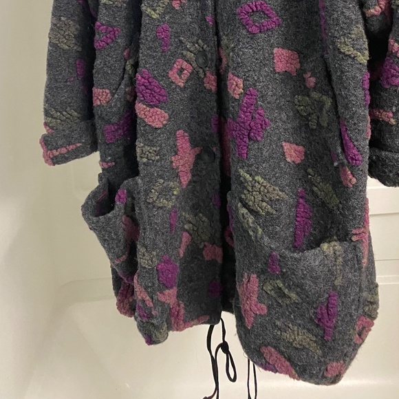 Transparente Black Label Oversized Boho Fully Lined  Hooded Wool Coat - Picture 2 of 8